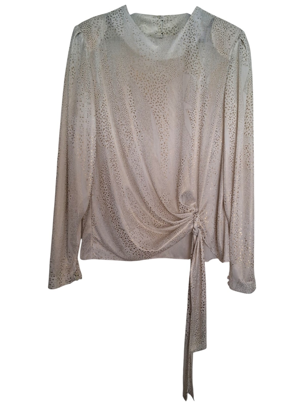 VTG Tall Girl Metallic Gold Pattern Side-Tie Blouse Size Small Made in Canada